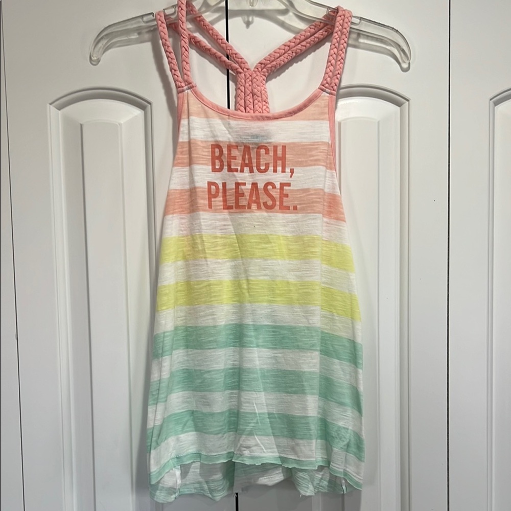 Ocean Drive Girls Striped Beach Tank Top- Size M